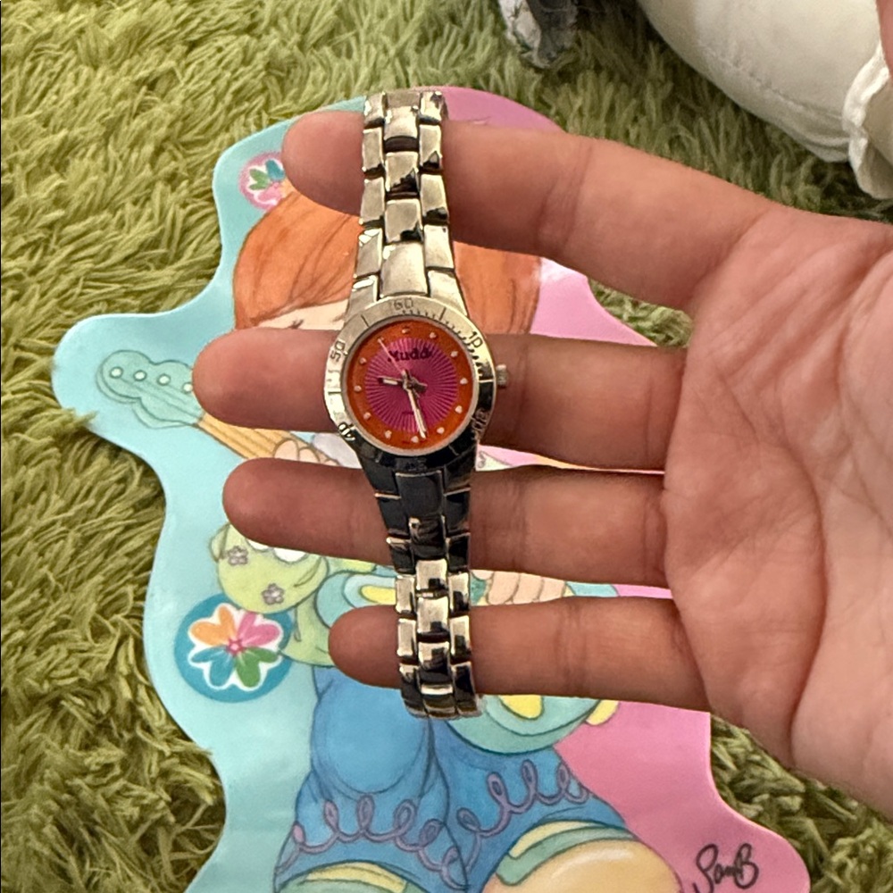 Vintage MUDD Red Dial Silver Women's Watch
